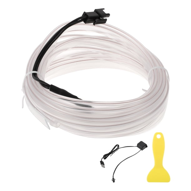 Cuerda de luz LED EL de 3 metros Unique Bargains, tira de luz de neón flexible para iluminación interior de automóviles, decoración de automóviles USB (5V) blanca