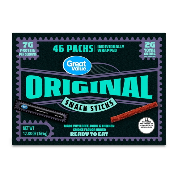 Great Value Original Snack Meat Sticks, 46 Count