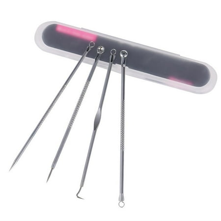Acne Blackhead Removal Tool Set 4PCS/Set Stainless Steel Blackhead Acne Blemish Removal Needle Kit Tool Specifically Treats Face Blemishes, Pimples, Zits and (Best Oil To Treat Acne)