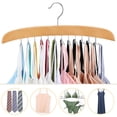 thumbnail image 2 of Chic Design Wooden Tie Rack, Organize Space with Premium Wood & Stainless Steel Hooks for Closet (Large), 2 of 5