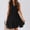 Black, variant on Babysbule Skirt for Women Plus Size Women Chiffon Pom V-Neck Solid Sleevless Drawstring Short Skirt Mini Dress