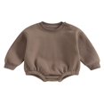 thumbnail image 1 of Combinaison pour Bébé Garçon Fille en Molleton, Chandail à Col Rond, Combinaison, Uni, Manches Longues, Chandail Bouffant, Cache-Couche, Tenue d'Automne Hiver, 1 of 9