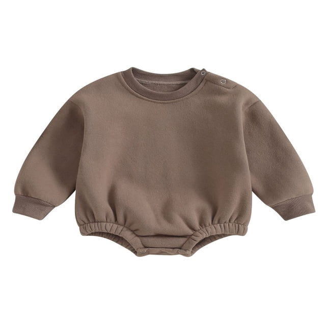Combinaison pour Bébé Garçon Fille en Molleton, Chandail à Col Rond, Combinaison, Uni, Manches Longues, Chandail Bouffant, Cache-Couche, Tenue d'Automne Hiver
