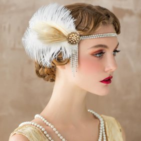 Hirigin Women Vintage Headband Handmade Bead Rhinestone Headwear