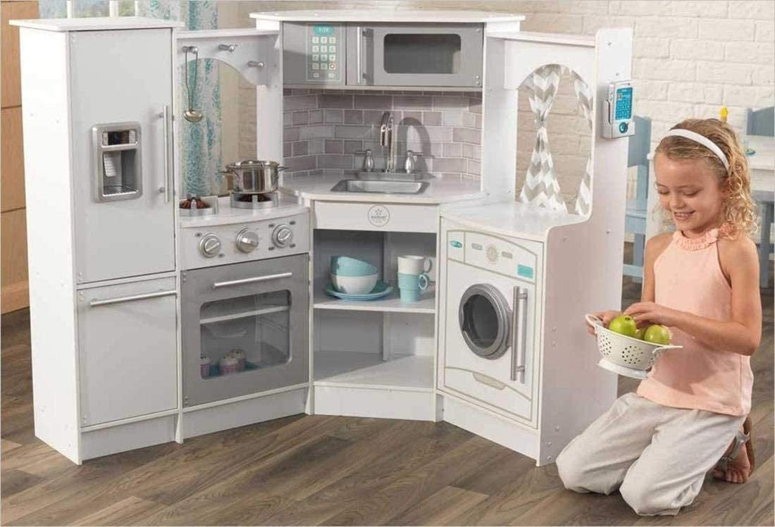 Kidkraft Ultimate Corner Play Kitchen Set White Walmart Com Walmart Com
