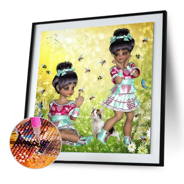 Cuadros Decorativos 5D bricolaje ronda completa taladro diamante pintura Big Eye Doll Home Decor (A3574) Tmvgtek embutido en tela