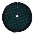 thumbnail image 2 of Northlight 48" Green and Black Plaid Christmas Tree Skirt with Faux Fur, 2 of 5