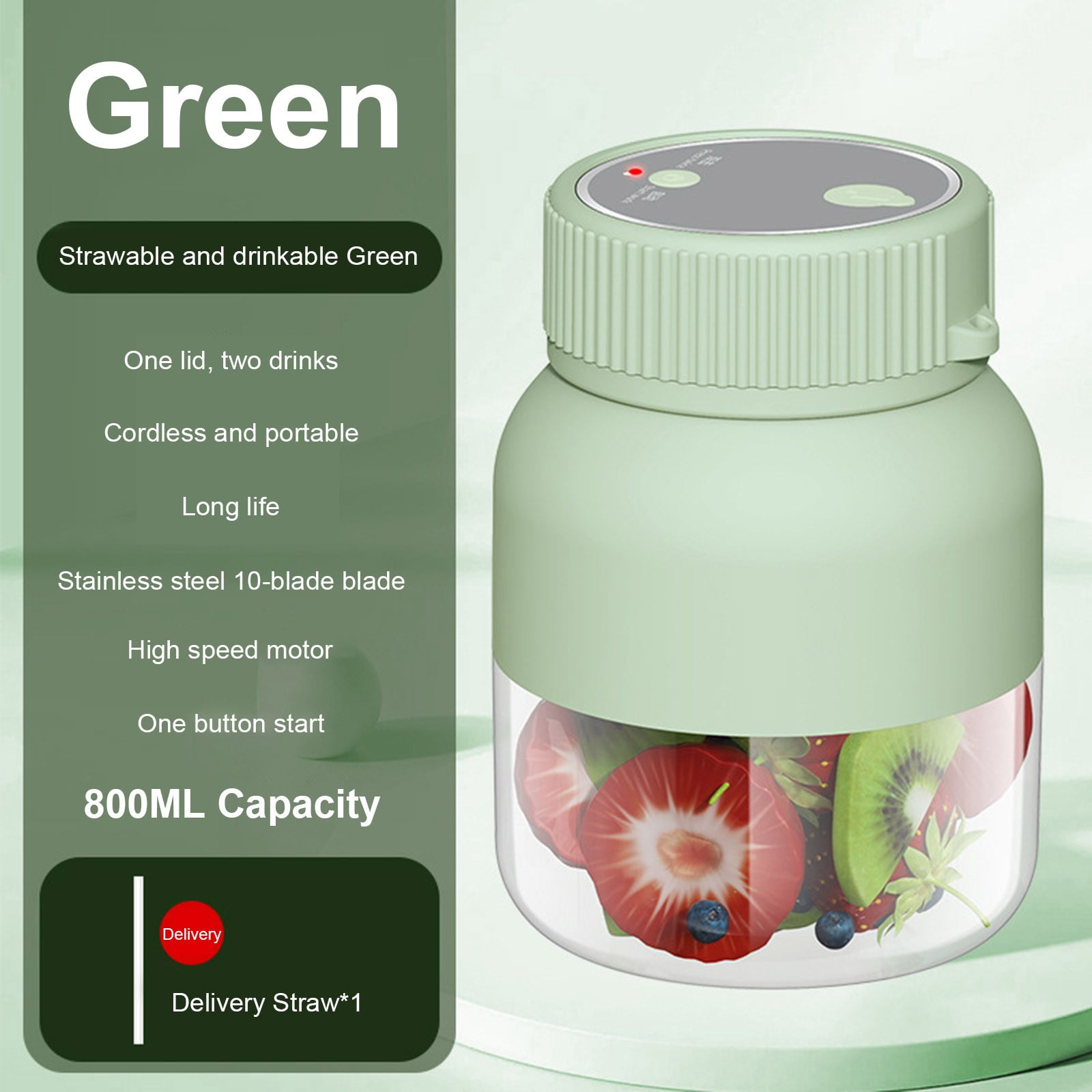 ZFSBZBS Portable Juicer for Shakes and Rechargeable Fruit Mixer Machine for Travel / Gym/Sport Multifunctional,Green
