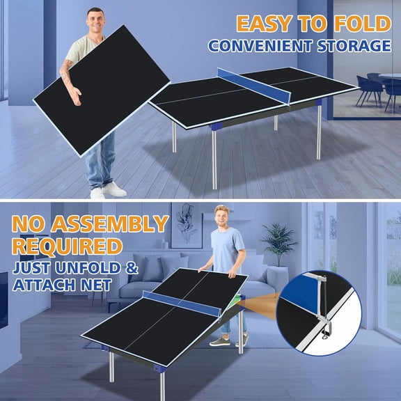 Table Tennis Table Topper for Billiard Table, 6FT Foldable Ping Pong Conversion Top w/Net