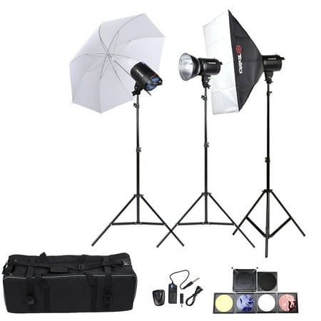Tolifo Professional Photography Photo Studio Speedlite Lighting Lamp Kit Set with (3 * )300W Studio Flash Strobe Light Stand Softbox Soft Umbrella Cloth Lampshade Barn Door (Best Studio Flash Kit)