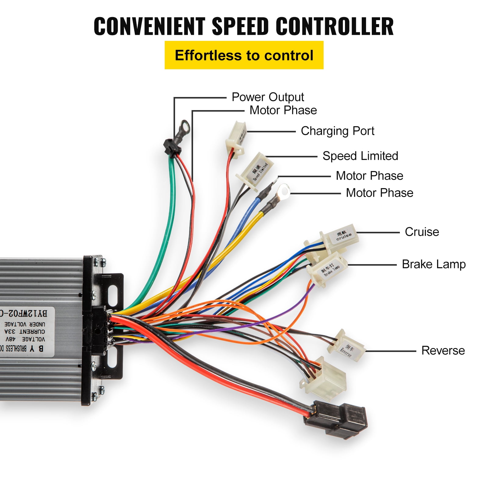 1800W 48V Brushless Motor Controller Pedal Wire Harness Throttle Battery DIY 