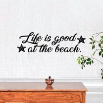 Life Is Good At The Beach - Cute Starfish Beach Life Quotes Vinyl Wall Sticker Wall Art Wall Decal Beach Area Ocean Vibes Chill Out Design Beach House Home Decor Stickers Decoration Size (8x20 inch)