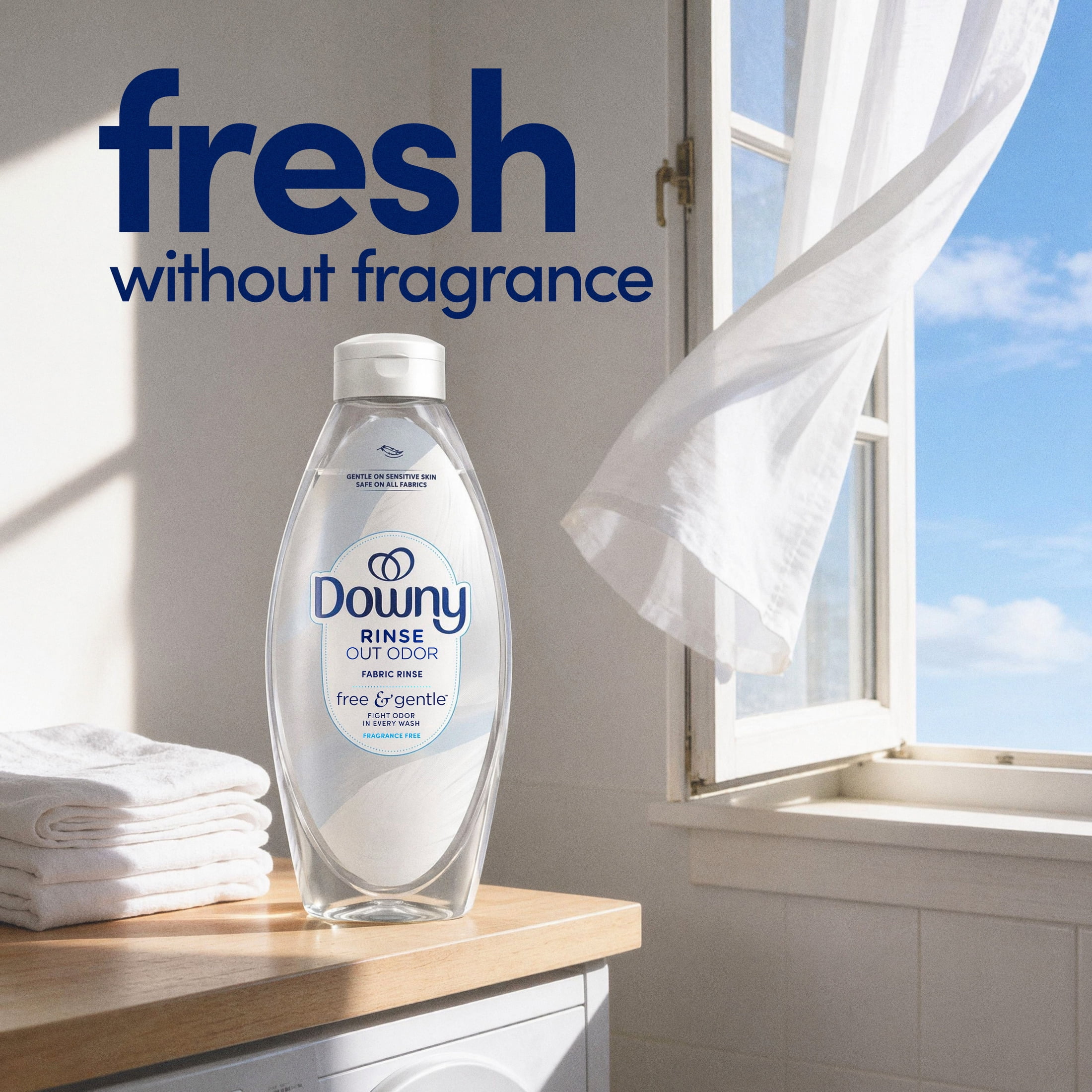 Downy Free & Gentle Rinse Laundry Odor Remover, Scent Free, 36.7 fl oz