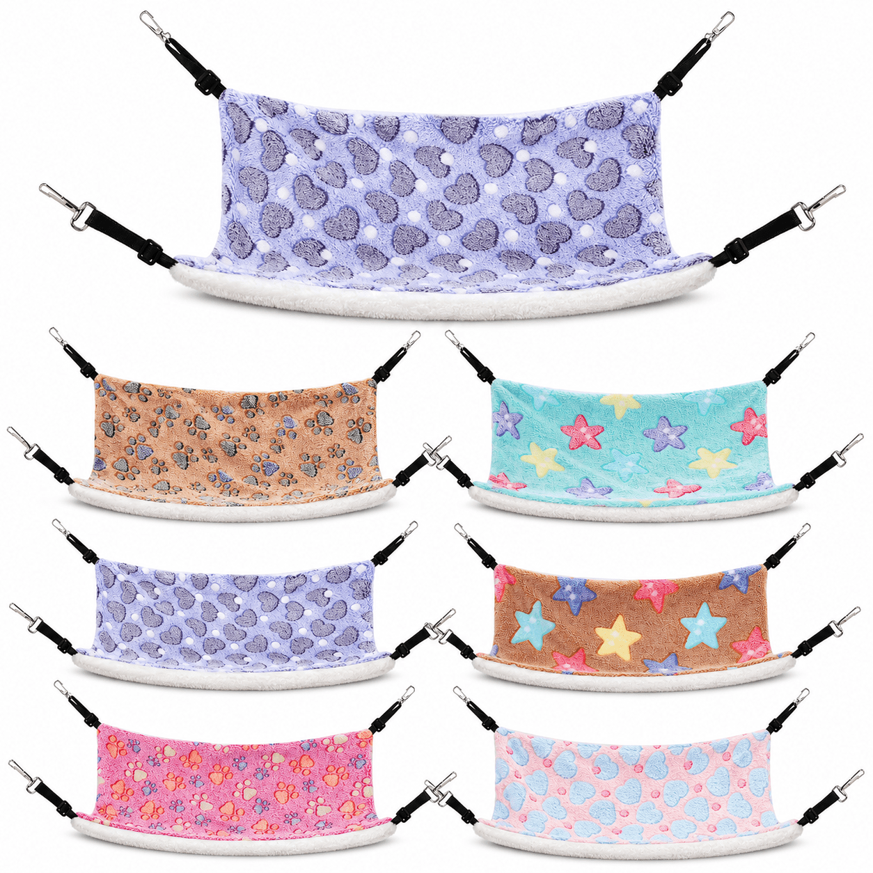 Cat Hammock Set 6 Pack Reversible Double Sided Small Pet Hanging Bed