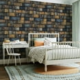 thumbnail image 2 of Peel and Stick Wallpaper Contact Paper Brick Navy Gold Bricks Weathering Faded Gold Chipped Paint Aged Self Adhesive and Removable 24in x 118in, 2 of 8
