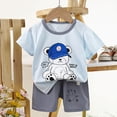 thumbnail image 2 of TOWED22 Toddler Baby Girls Boys Outfits 2pcs Clothes Summer Graphic Short Sleeve Crewneck T-Shirt Tee Shorts Set Pockets(Light Blue,5-6 Y), 2 of 4