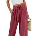 thumbnail image 6 of TANBOM Women's Summer Elasticated Slouchy Wide Leg Pants with Pockets Red XS, 6 of 6