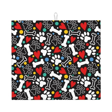 

Goofa Dish Drying Mat Super Absorbent Drying Mat Large Dish Drying Mats for Kitchen Counter Easy Clean Dish Mat Kitchen Drying Mat 16 x 18 ( Paw And Bones )