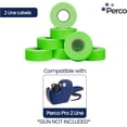thumbnail image 2 of Perco 2 Line Fluorescent Green Labels - 24,000 Blank Price and Date Gun Labels for Perco 2 Line Price and Date Guns - 32 Rolls, 4 Sleeves - Made in USA, 2 of 7