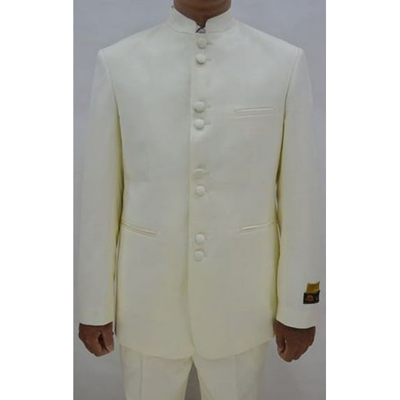 Mandarin Collar Suit Men Ivory 8 Button Alberto M782GA