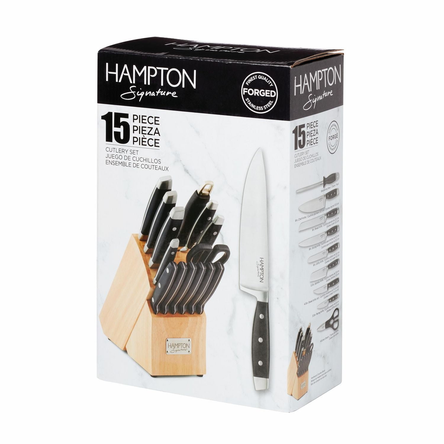 Hampton Forge Continental Cutlery Set With Block, 15 piece