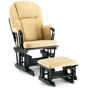 Shermag - Glider Rocker/Ottoman Combo, Espresso Finish with Honey Fabric Cushion