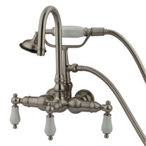 Kingston Brass Vintage 3-3/8" Wall Mount Clawfoot Tub Filler with Hand Shower