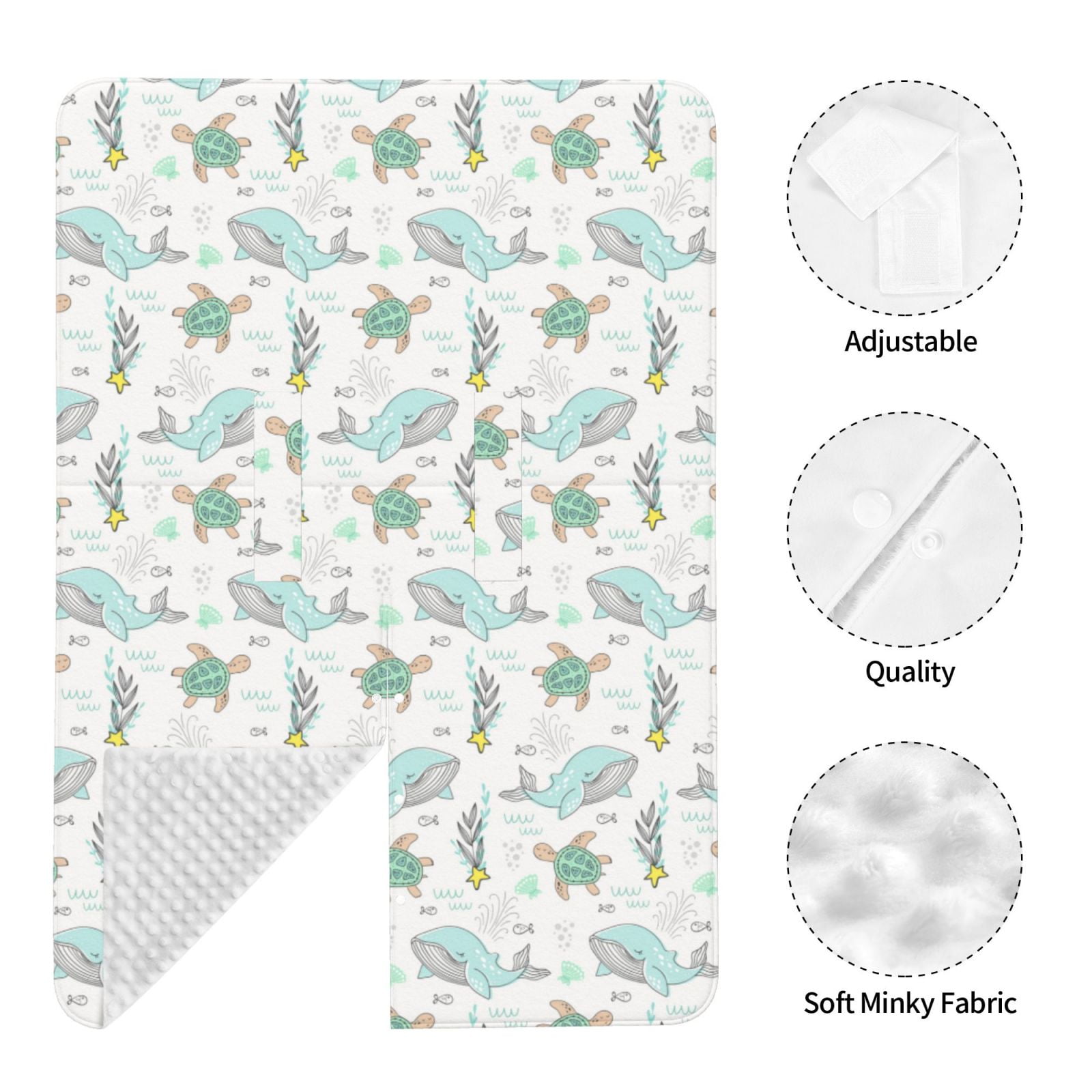 Naloa Whale And Turtle Baby Car Seat Cover, Breathable Baby Carrier Cover, Multiuse Baby Carrier Cover & Nursing Breastfeeding Cover