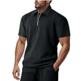 thumbnail image 1 of pstuiky Camisas de manga corta para hombre, Camiseta informal de verano para hombre, de color liso, con mangas cortas, cremallera y solapa camisas casuales para hombre xxl, 1 of 7