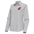thumbnail image 2 of Women's Antigua Gray New Jersey Devils Porter Woven Tri-Blend Long Sleeve Button-Up Shirt, 2 of 3
