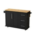thumbnail image 6 of Kitchen Island Cart with Expandable Desktop, 2 Door Cabinet, Three Drawers and Spice Rack, 43.31 Inch Width, Black, 6 of 9