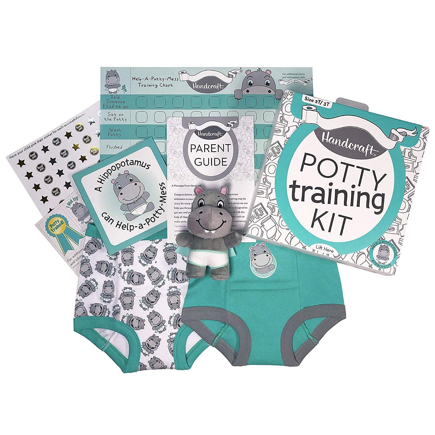 Handcraft Toddler Kids Potty Training Kit, Includes Parent Guide, Training Pants and More, Teal, Size 2T/3T
