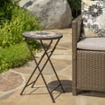 thumbnail image 3 of Outdoor Stone Side Table with Iron Frame, Beige / Black, 3 of 6