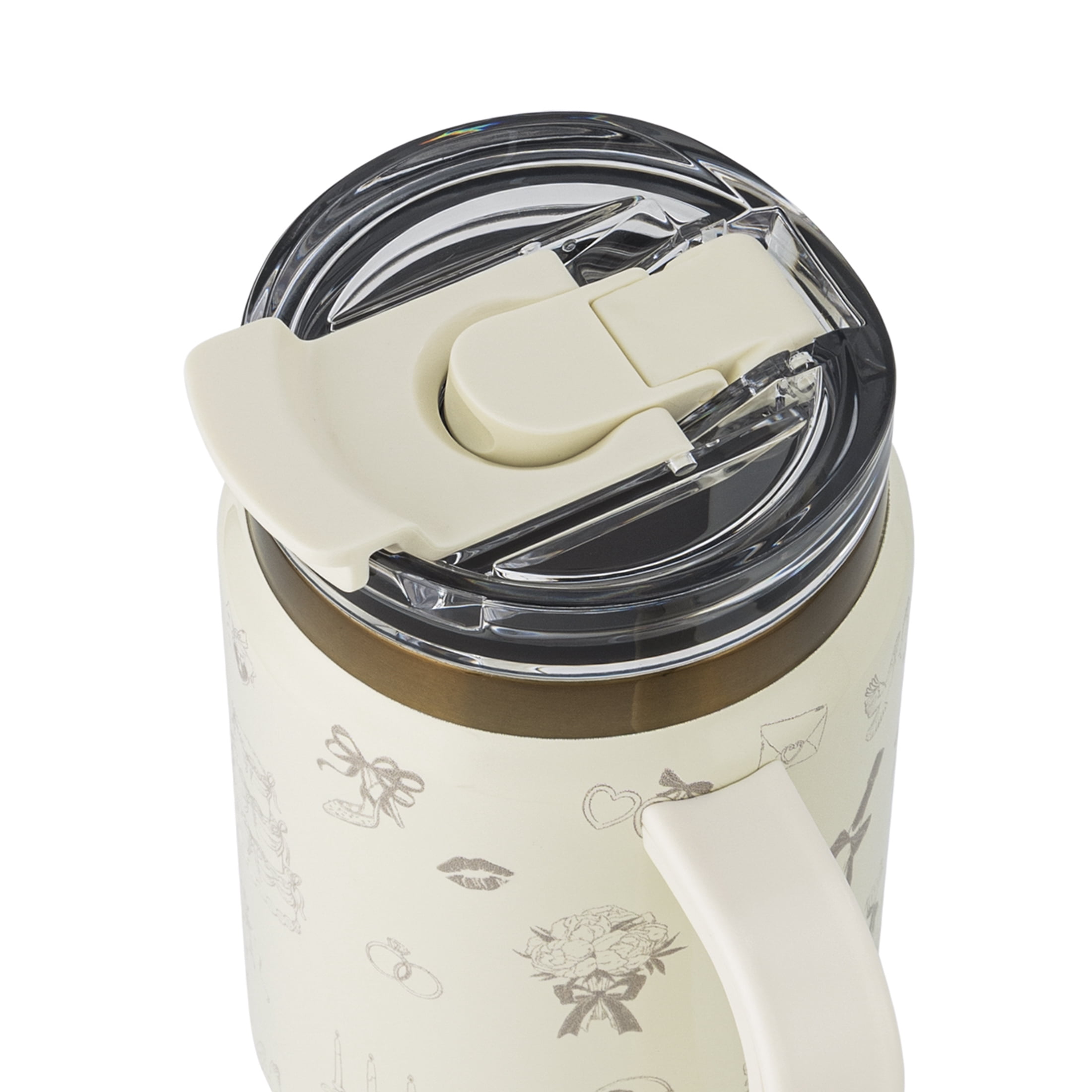 Thyme & Table 32oz Stainless Steel Luna Tumbler with Handle and Dual Straw Lid, Wedding