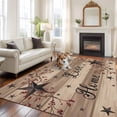thumbnail image 3 of Retro Country Stars Washable Area Rug 5 x 7 ft Faith Love Home Berries Farmhouse Brown Striped, Soft Non Slip Rugs Stain Repellent Indoor Felt Carpet for Living Dining Room Bedroom Home Office, 3 of 9