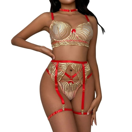 

AIYUQ.U Ladies Wavy Embroidery Stitching Underwire Lingerie