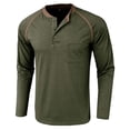 thumbnail image 4 of Clothing Henley T Shirts for Men Long Sleeve Button Henley T-Shirts Fashion Casual Button Solid Color T Shirt Top Casual Basic Tops, 4 of 6
