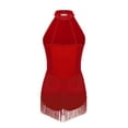 thumbnail image 4 of Eandarui Justaucorps de Danse Latine Sans Manches à Franges une Pièce Rumba Scintillante Samba pour Femmes Rouge m, 4 of 5