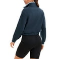 thumbnail image 3 of INSPIRE CHIC Onfers Women Half Zip Crop Sweatshirts Long Sleeve Oversized Pullover Sweaters Workout Fall Outfits with Pockets XL Navy Blue Light Blue, 3 of 5