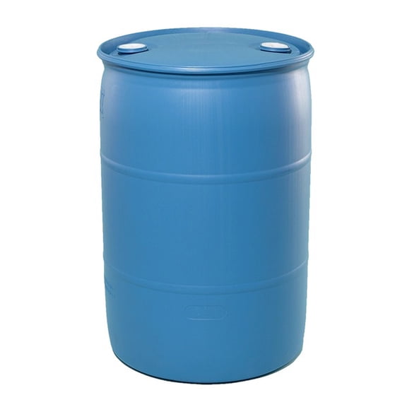 Bushman 55 Gallon Plastic Drum, Tight Head HDPE Storage Container with Closed Lid, Blue
