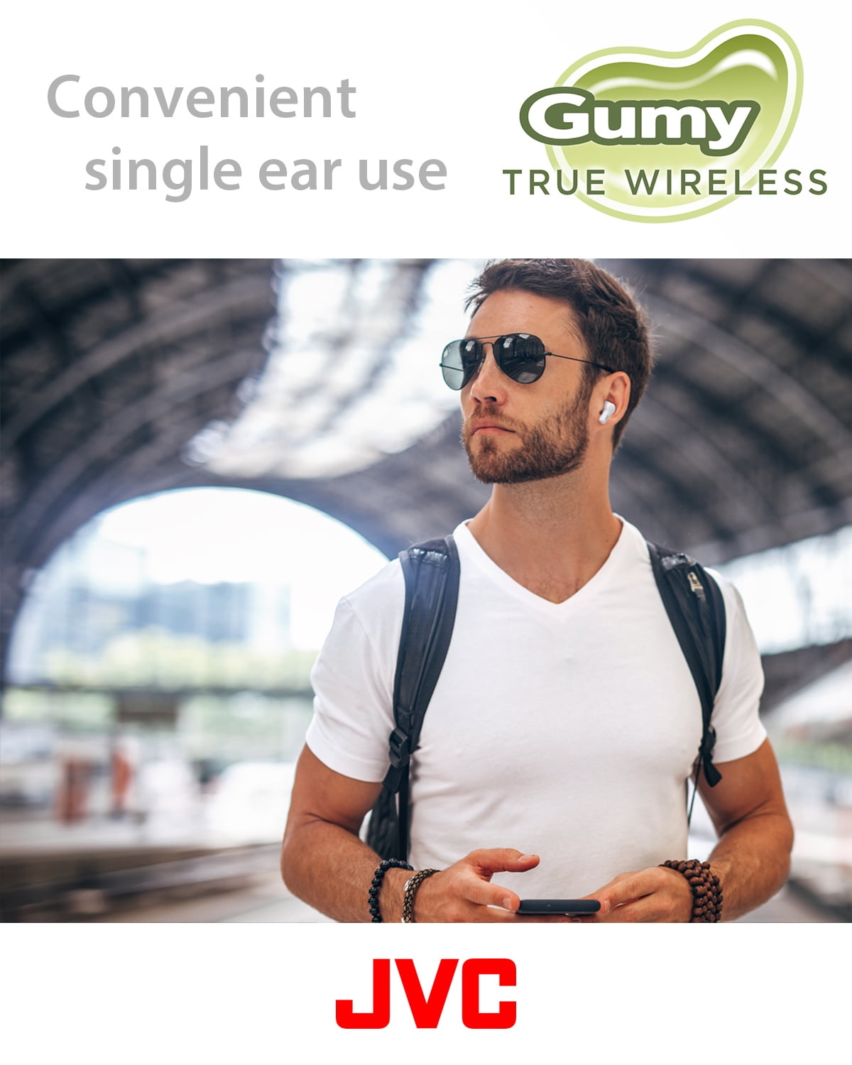 JVC New Gumy True Wireless Earbuds Headphones, Long Battery Life (up to 24 Hours), Sound with Neodymium Magnet Driver, Water Resistance (IPX4) - HAA7T2G (Green), Compact