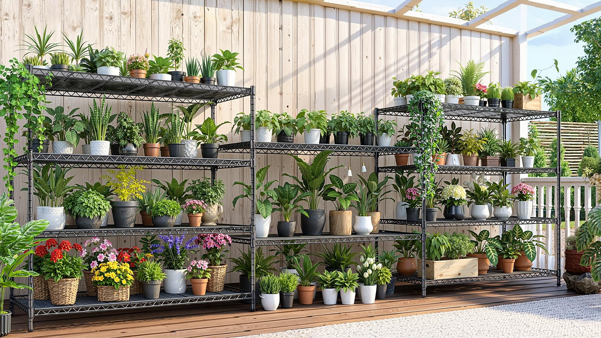 5-Tier Heavy Duty Wire Shelving Unit,3000 lbs Storage Rack,Metal Shelving with Wheels,Storage Shelves for Garage,Workshop,46"W x 16"D x 72"H