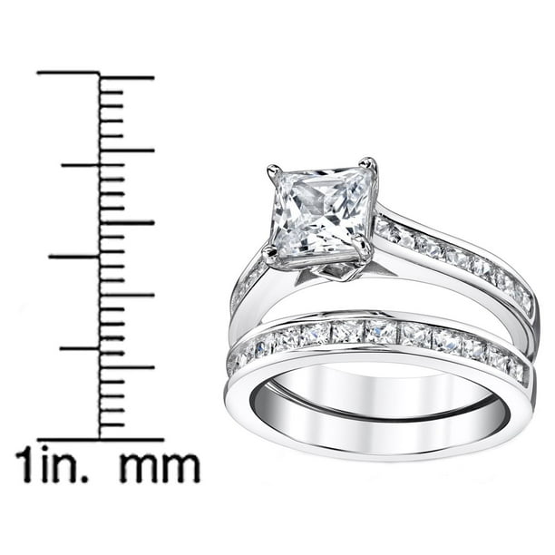 1.8 Carats Sterling Silver Women's Wedding Ring Set