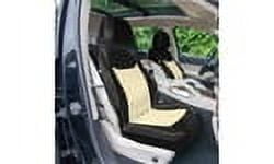 FH Group Ultra Modern Quilted Leatherette Car Seat Covers, Universal Fit Beige Full Set with Air Freshener
