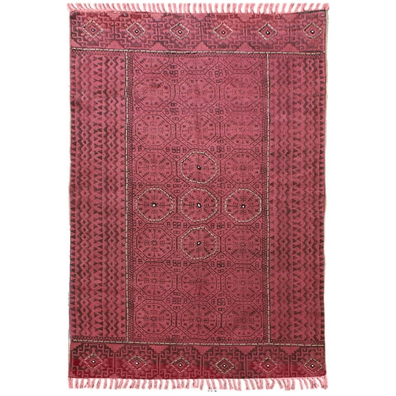 Casavani Red Cotton Carpet Flat Weave Bedroom Kilim Living Room Area Rug 2x3 feet