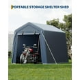 thumbnail image 3 of Telyswee Outdoor Storage Shed, Portable Carport with Roll-up Ventilated Zipper Door and Windows, Heavy Duty Waterproof Tarp, Storage Sheds for Motorcycle, Bike, Firewood, Garden Tools, 3 of 8