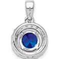 thumbnail image 4 of Sterling Silver Rhodium Plated White Topaz & Sapphire Pendant (17 X 8) Made In India qp2995s, 4 of 5