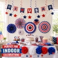 thumbnail image 2 of 4th of July Patriotic Decorations Set - I LOVE USA Banner,Paper Fans,Pom Poms,and Swirls for Memorial Day,20 Pcs, 2 of 7
