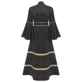 thumbnail image 4 of iiniim Clergy Robe for Women Clergy Maxi Dress Minister Choir Robe Flared Sleeves Button Long Dress Black L, 4 of 8