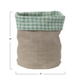 thumbnail image 4 of Creative Co-Op Handwoven Linen Bread Basket with Gingham Lining, Aqua and Natural, 4 of 5